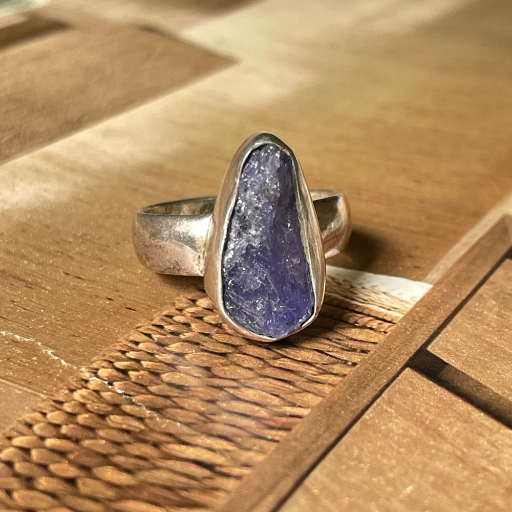 Tanzanite Ring in 925 Sterling Silver, Natural gemstone ring in size US: 7 or 8